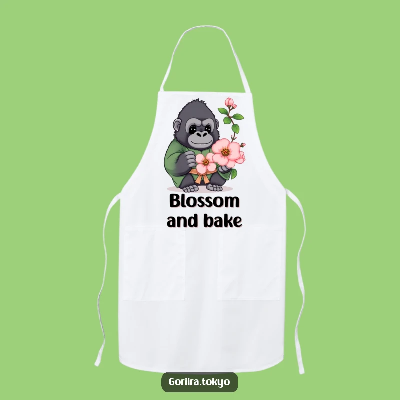 Funny Plump Gorilla Green Kimono Apron: Blossom Chef, Chic Humorous Gift