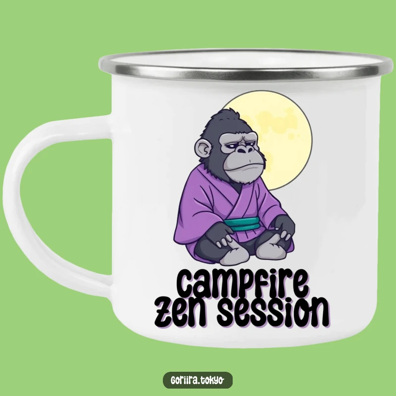 Funny Gorilla Kimono Zen Camping Mug: Mystical Brews Under the Moon