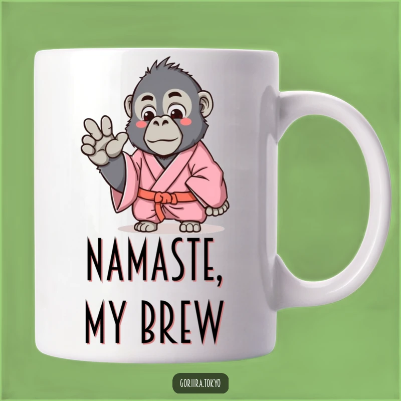 Funny Gorilla Kimono Mug - Serene Pink Robe Gentle Gesture Gift