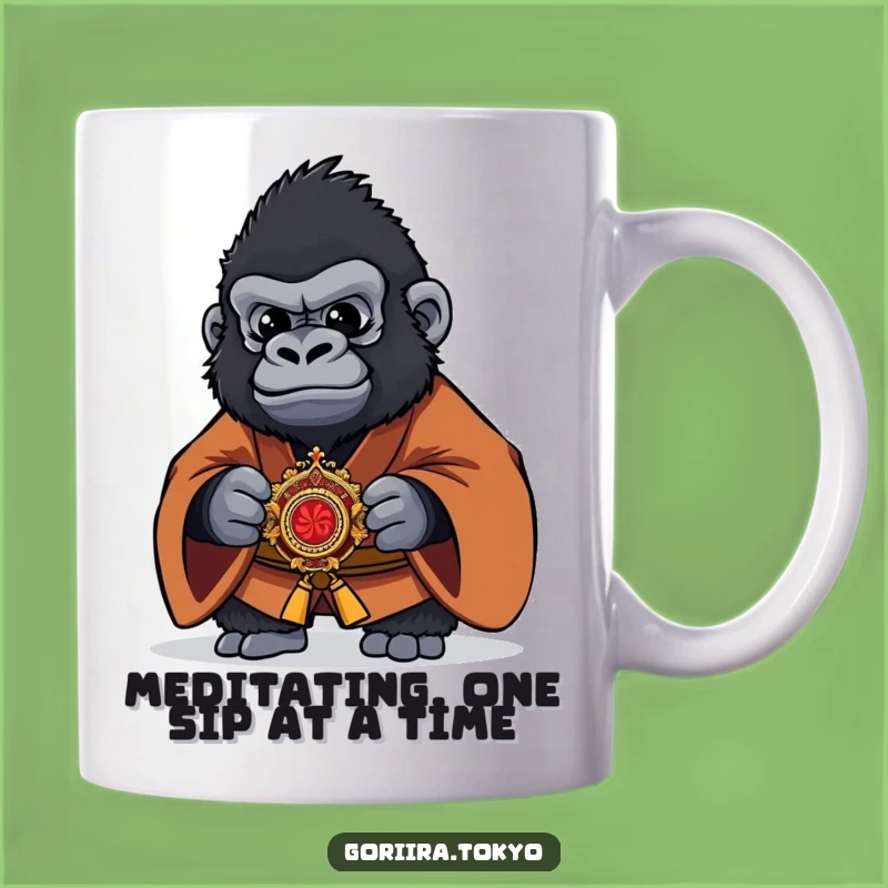 Funny Gorilla Kaiser Mug - Hilarious Brown Kimono Warrior Gift