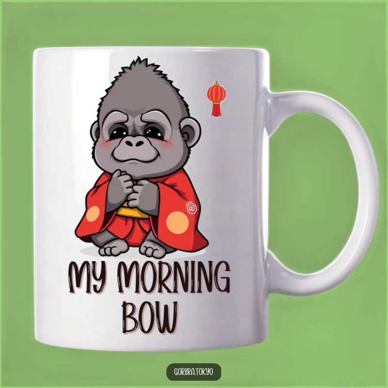 Funny Cute Gorilla Red Kimono Mug: A Polite Bow for a Perfect Gift