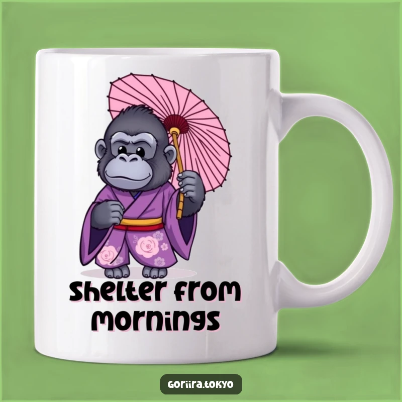 Funny Gorilla Purple Kimono Umbrella Mug: Stylish Protection, Humorous Gift