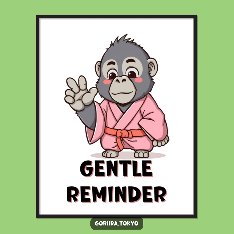 Funny Gorilla Pink Kimono Print - Digital Gentle Gesture Wall Art Gift