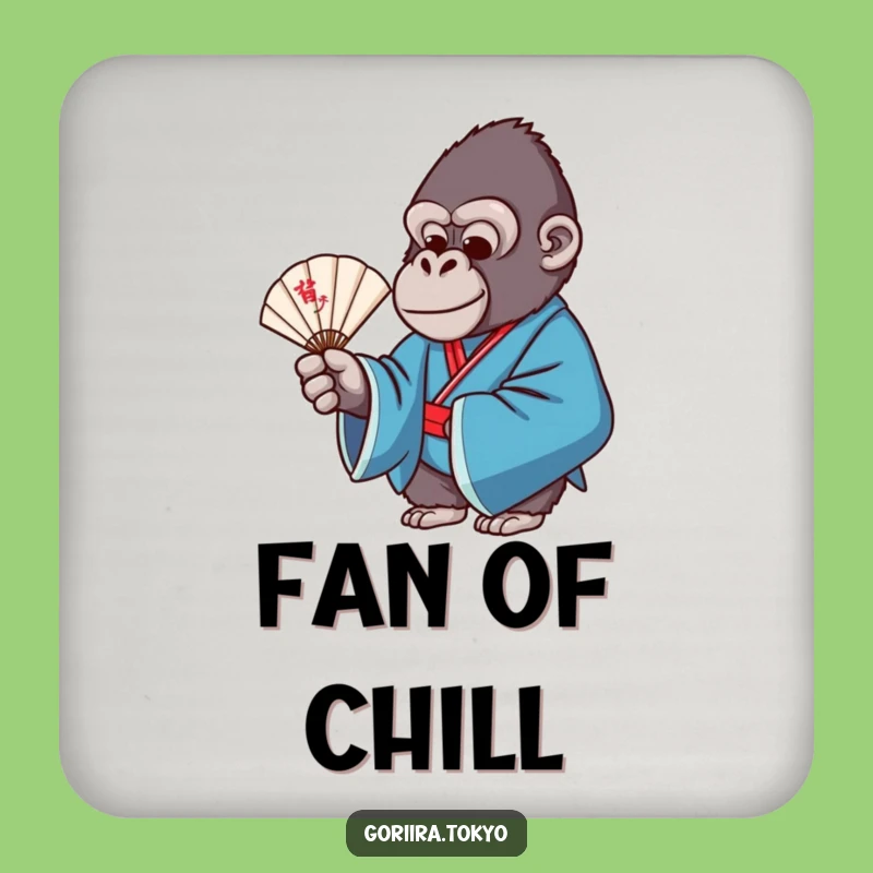 Funny Gorilla Blue Kimono Fan Coaster: Elegant Surface Protection, Humorous Gift