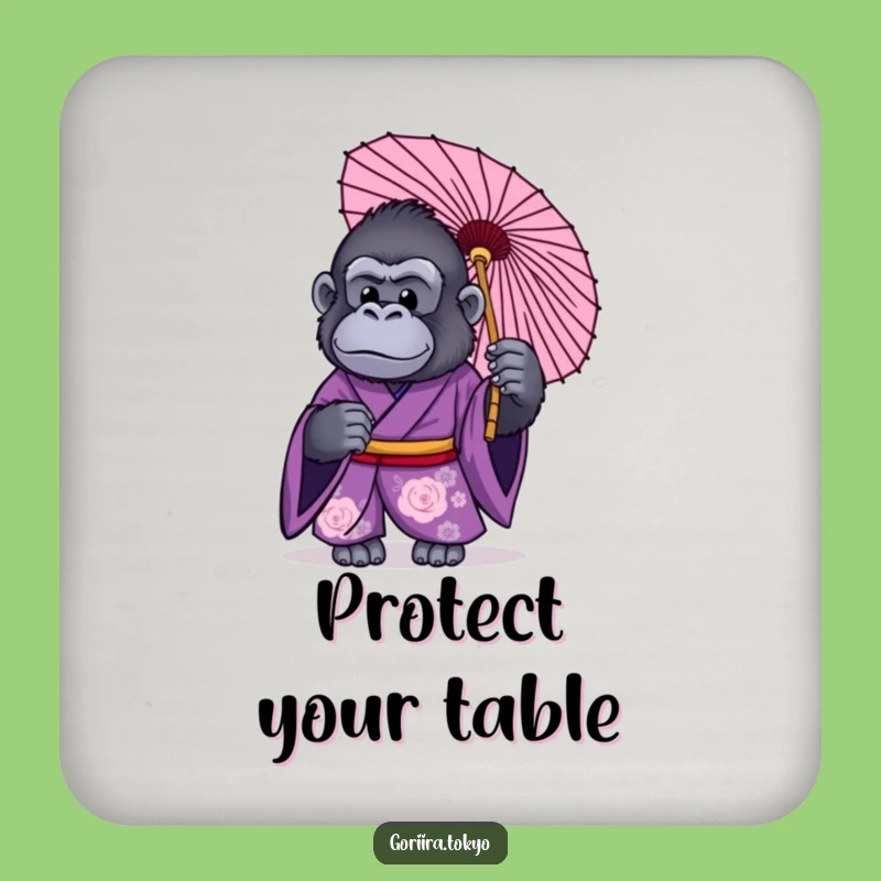 Funny Gorilla Purple Kimono Umbrella Coaster: Stylish Protection, Humorous Gift