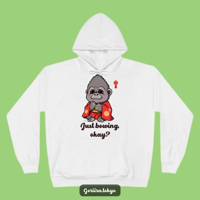 Funny Cute Gorilla Red Kimono Hoodie: Cozy Bow, Warm Humorous Gift