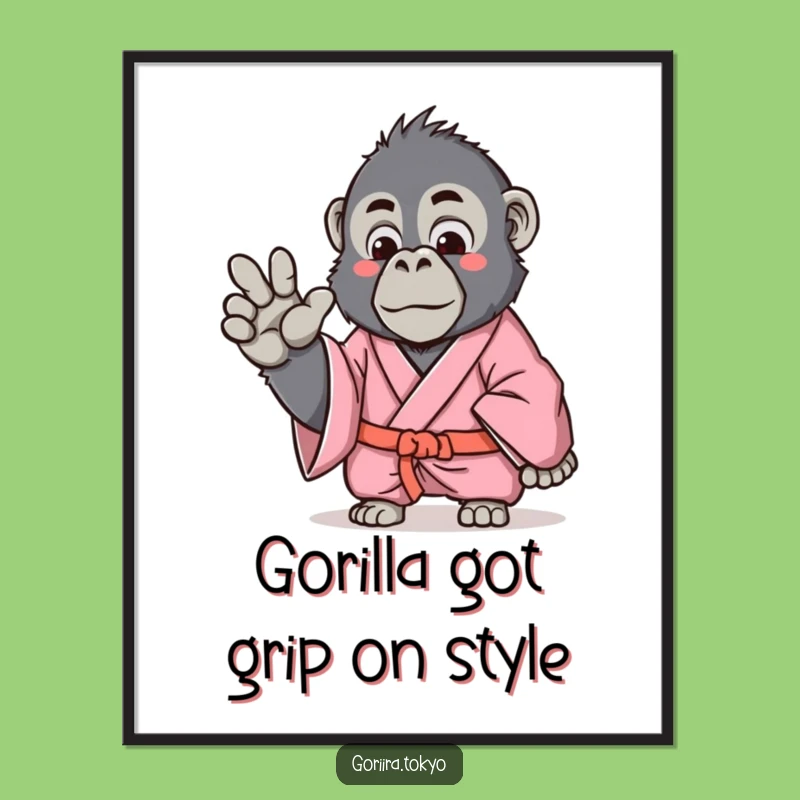 Funny Free Printable Wall Art: Pink Gorilla Kimono Gentle Gesture Decor