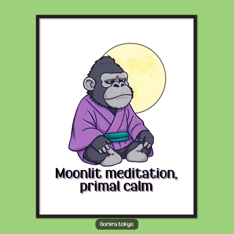 Free Printable Wall Art: Gorilla Kimono Moon - Humorous Zen Downloadable Decor
