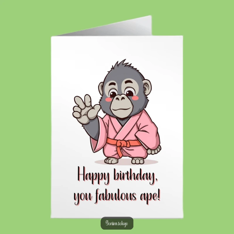 Free Printable Birthday Card: Pink Gorilla Kimono Gentle Gesture Funny Gift