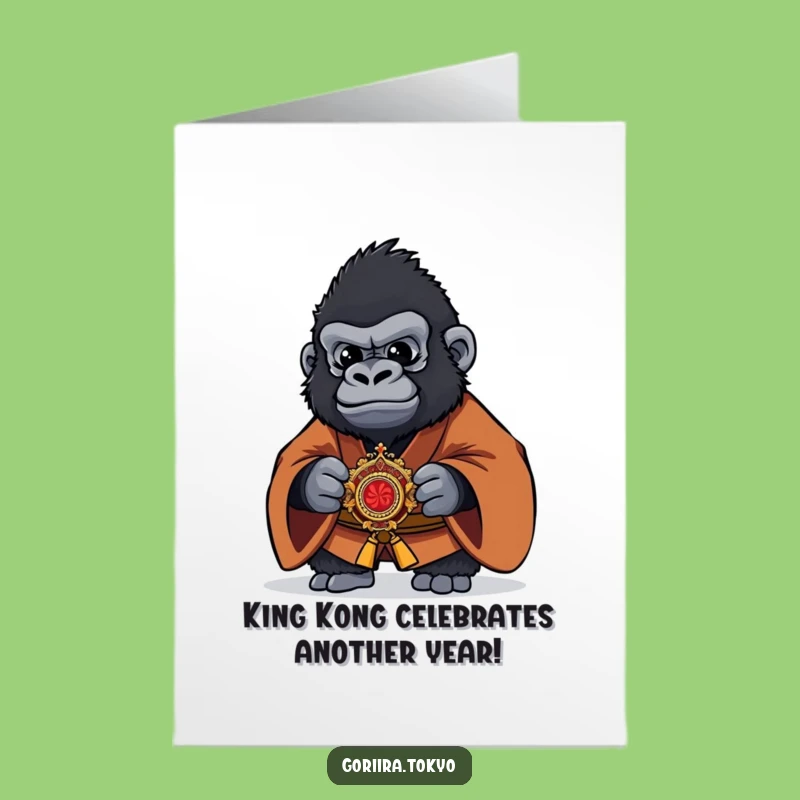 Free Printable Birthday Card: Funny Gorilla Kimono Kaiser Greeting Gift