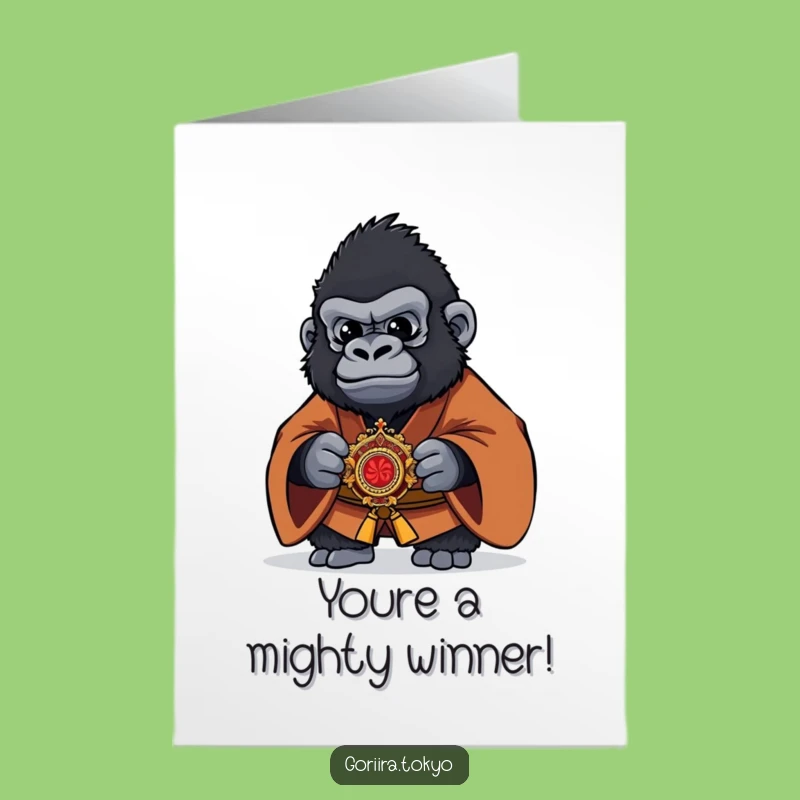 Free Printable Congrats Card: Gorilla Kimono Kaiser Celebration Downloadable