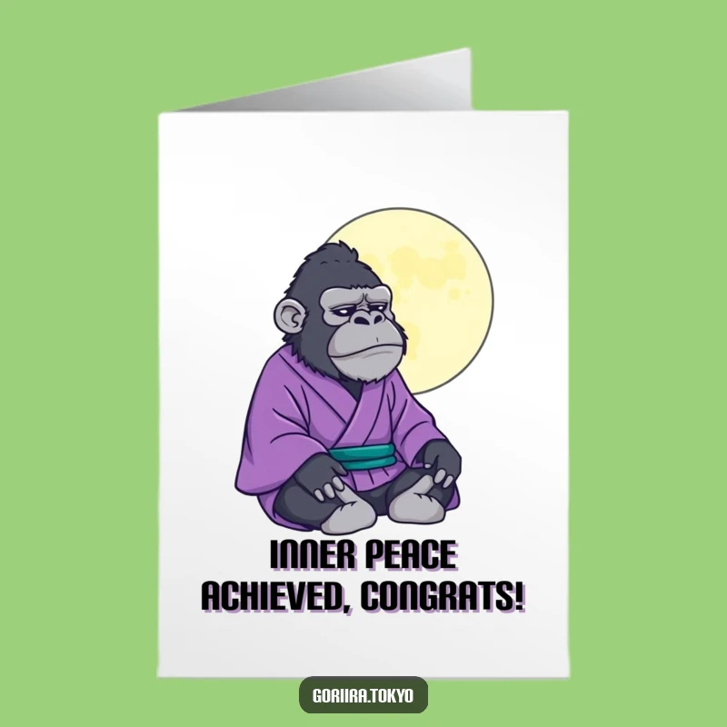 Free Printable Congrats Card: Gorilla Kimono Zen - Calm Downloadable Celebration