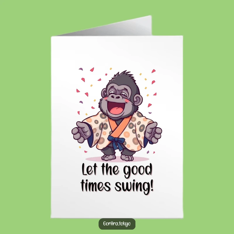 Free Printable Congrats Card: Gorilla Confetti Celebration - Joyful Downloadable