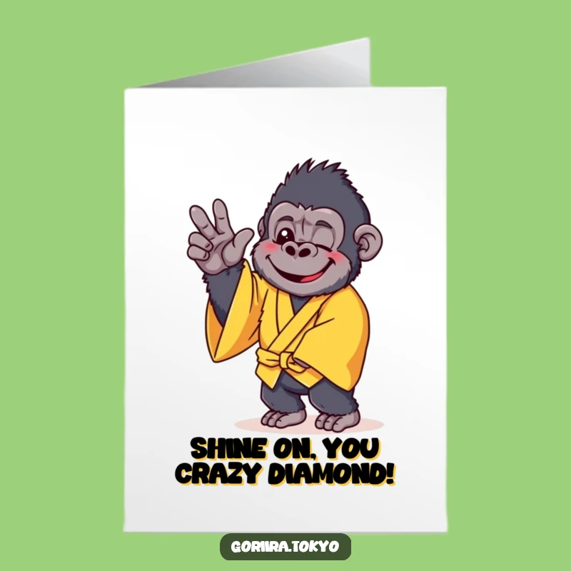 Free Printable Congratulations Card: Cheerful Gorilla Kimono Pose for a Funny Downloadable Gift