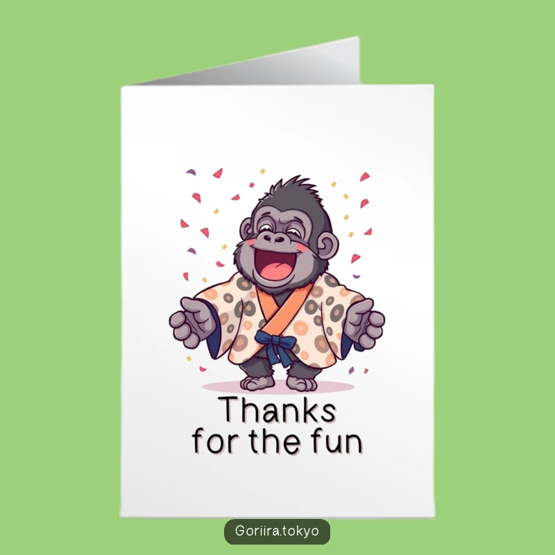Free Printable Thank You Card: Gorilla Confetti Joy - Festive Downloadable Gratitude