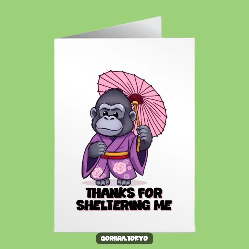 Free Printable Thank You Card: Purple Gorilla Kimono Umbrella for a Funny Downloadable Gift