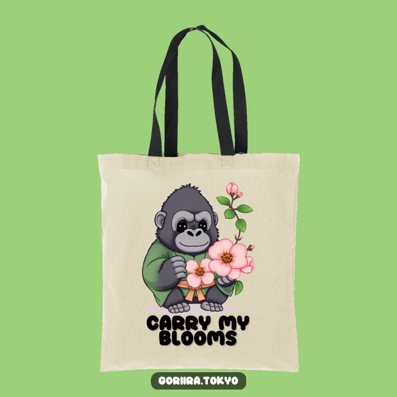 Funny Plump Gorilla Green Kimono Tote Bag: Blossom Carrier, Chic Humorous Gift
