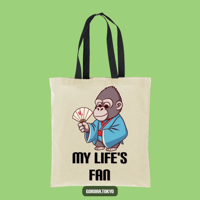 Funny Gorilla Blue Kimono Fan Tote Bag: Graceful Carry, Chic Humorous Gift